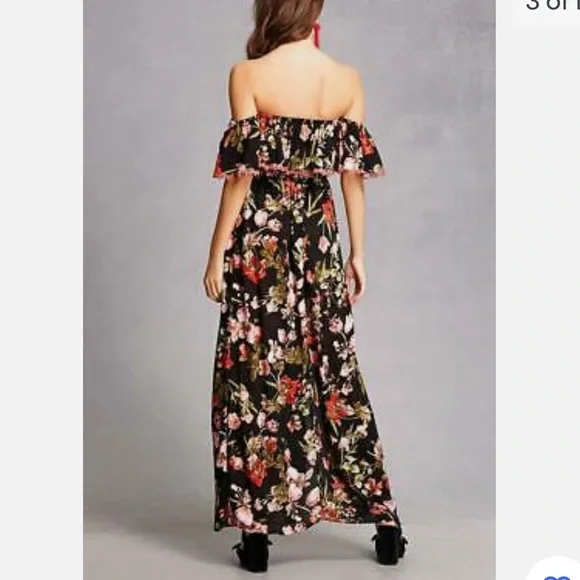 Indikah Floral On Black Maxi Dress Size Small Worn Once | Color: Black/Pink | Size: S | Chelseawolfelw's Closet